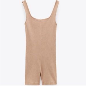 ZARA | Short Ribbed Jumpsuit brown size medium